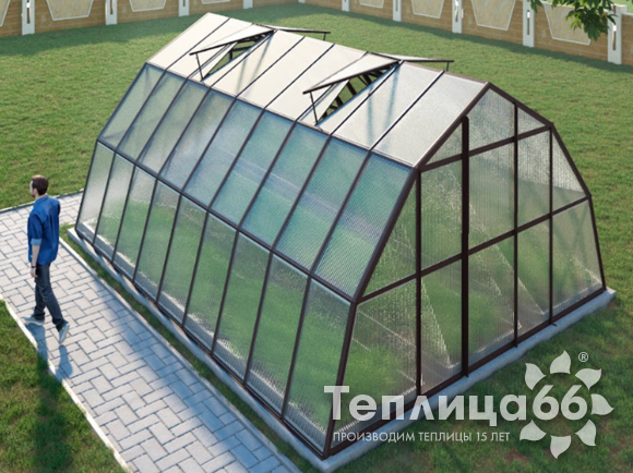 Теплица Рада Иткуль из поликарбоната, 4,5х6 метров, коричневая